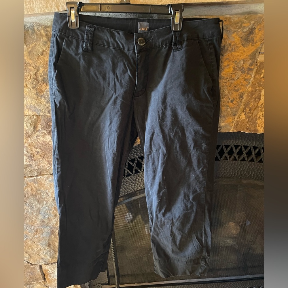 Jag slim fit cropped pants black chinos casual size 14